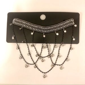 Silver Crystal Dangle Choker